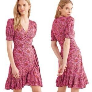 Boden Long Holiday Ruffle Wrap Dress. 12.